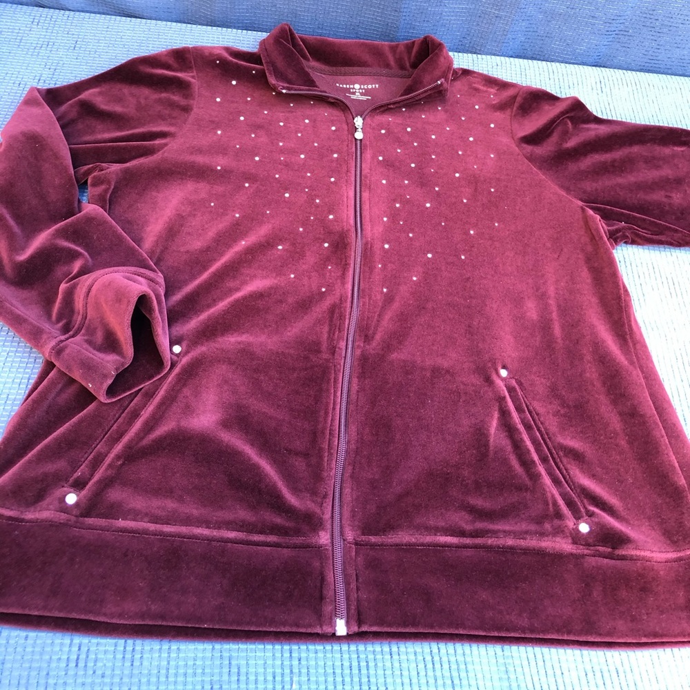 Karen Scott sport Burgundy rhinestone sweater